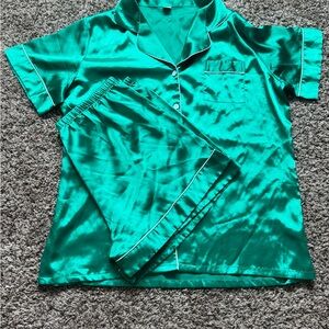 Satin Teal Pajama Set